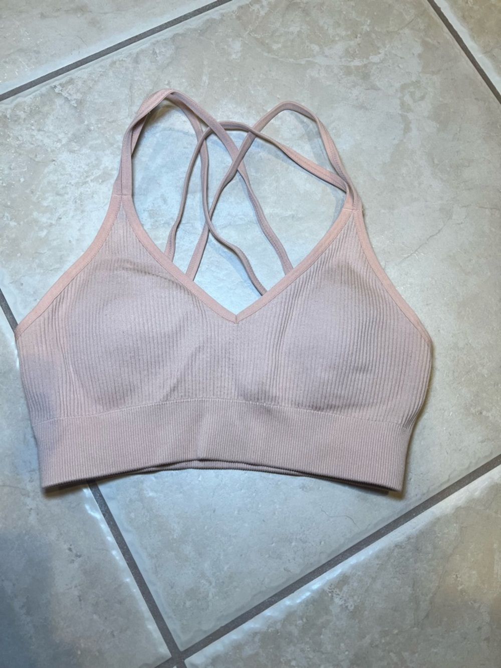 Aerie Woman’s Ribbed Crisscross Bralette Peach